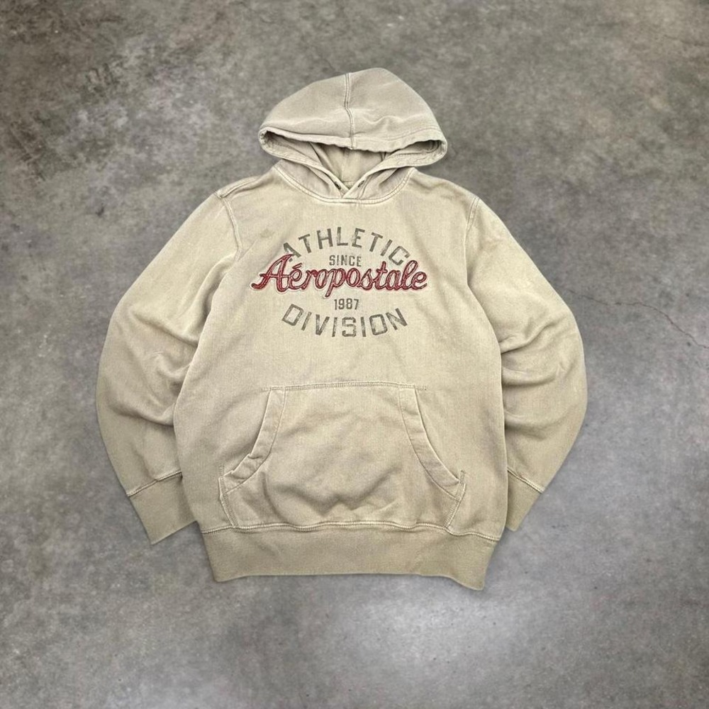 Aeropostale Athletic Division Hoodie Tan Pullover‎ Medium Y2K